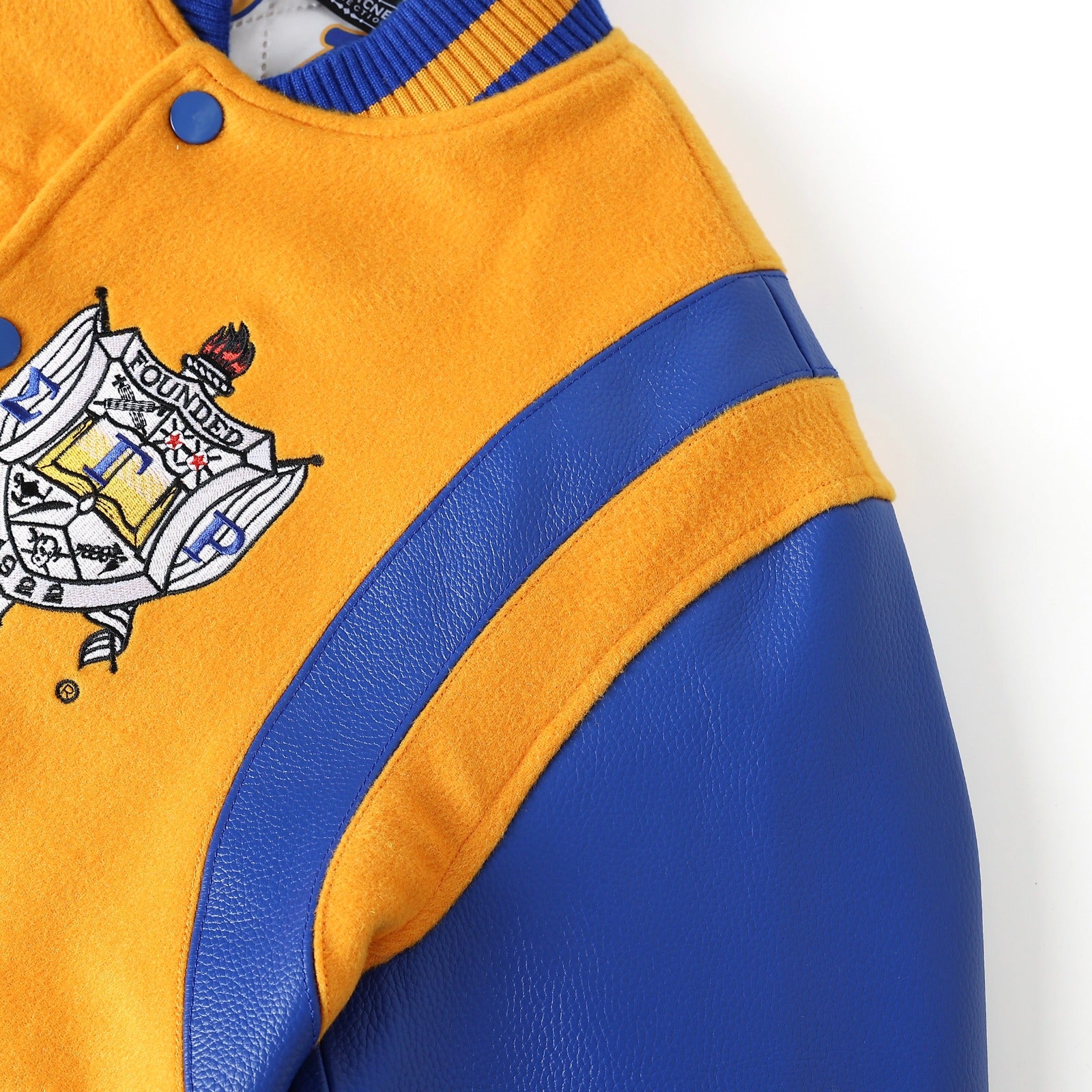 Sigma Gamma Rho Gold Wool And Leather Letterman Jacket