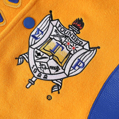 Sigma Gamma Rho Gold Wool And Leather Letterman Jacket