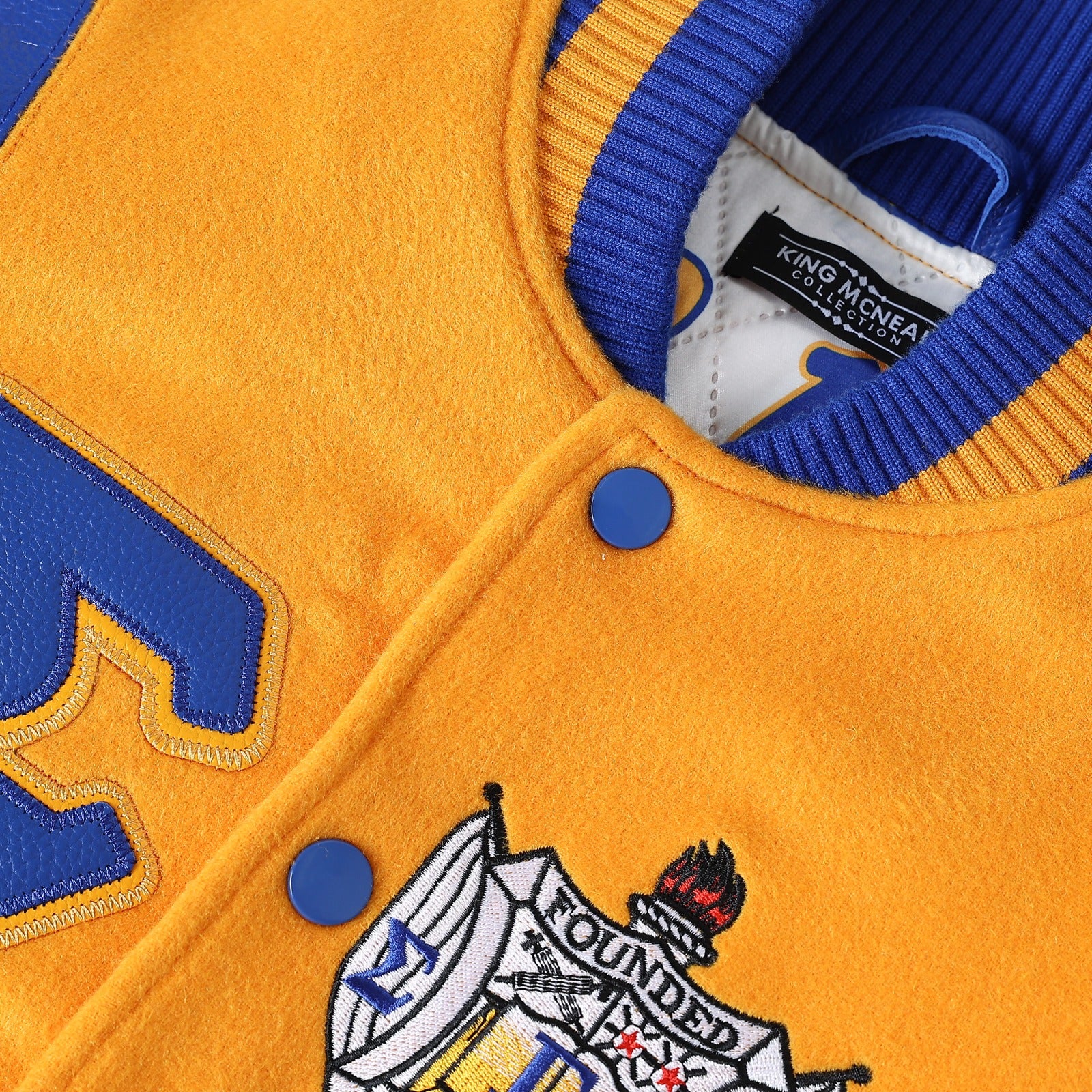 Sigma Gamma Rho Gold Wool And Leather Letterman Jacket
