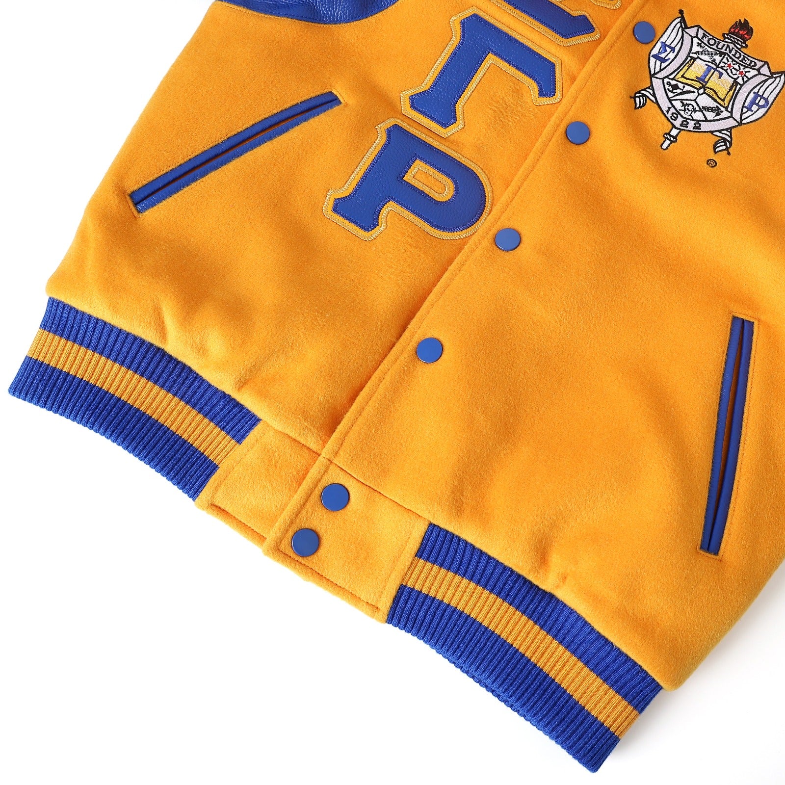 Sigma Gamma Rho Gold Wool And Leather Letterman Jacket
