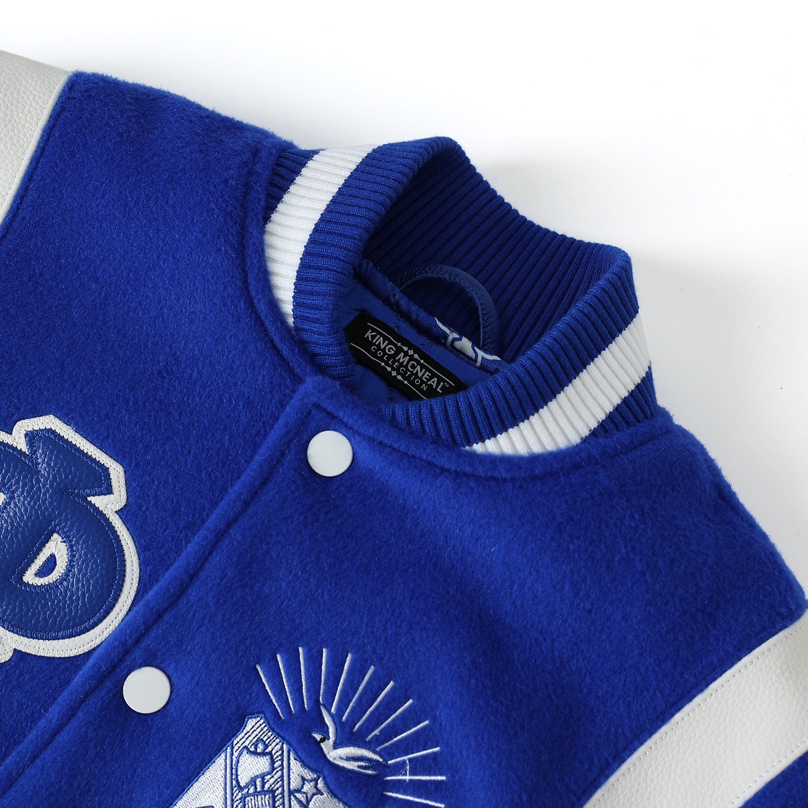 Phi Beta Sigma Blue Wool And Leather Letterman Jacket