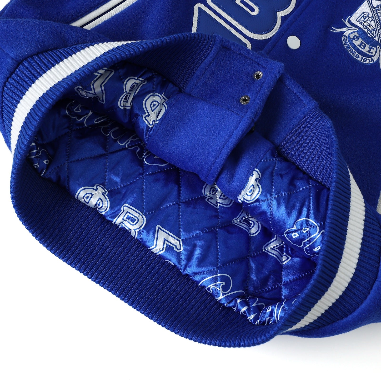 Phi Beta Sigma Blue Wool And Leather Letterman Jacket