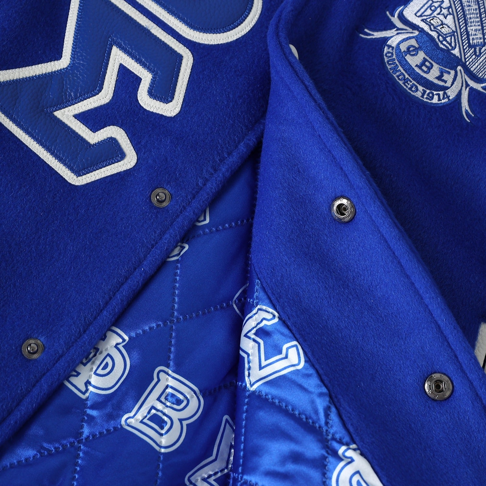 Phi Beta Sigma Blue Wool And Leather Letterman Jacket