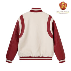 Delta Sigma Theta Neutral Wool And Leather Letterman Jacket