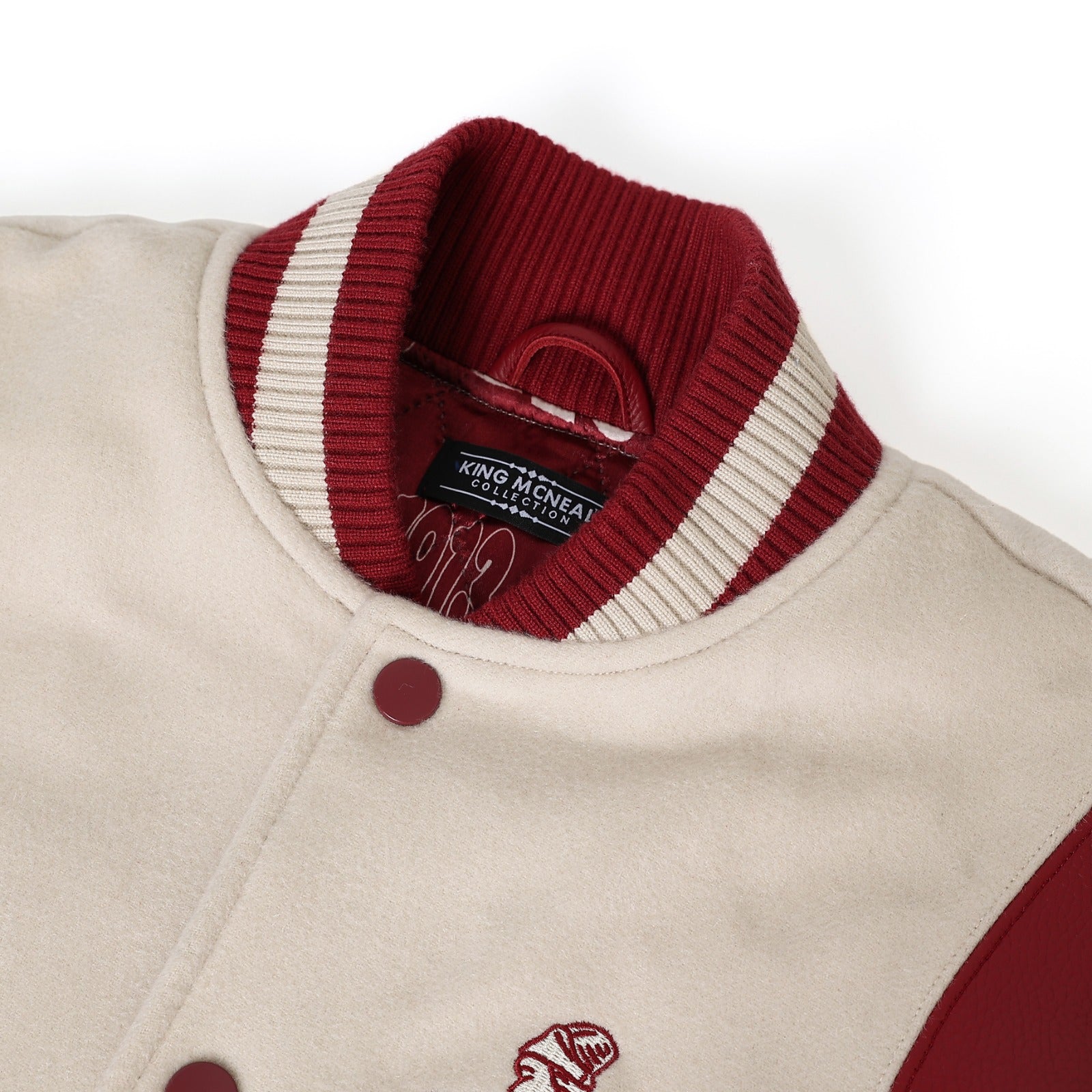 Delta Sigma Theta Neutral Wool And Leather Letterman Jacket