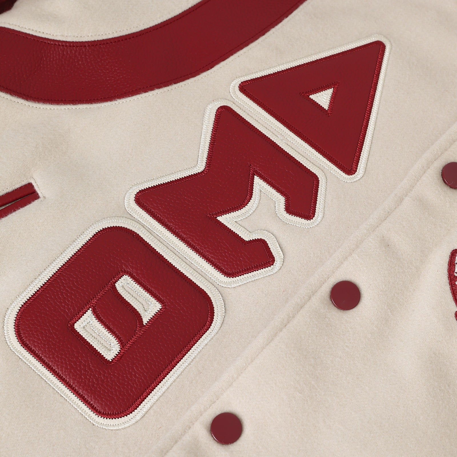 Delta Sigma Theta Neutral Wool And Leather Letterman Jacket