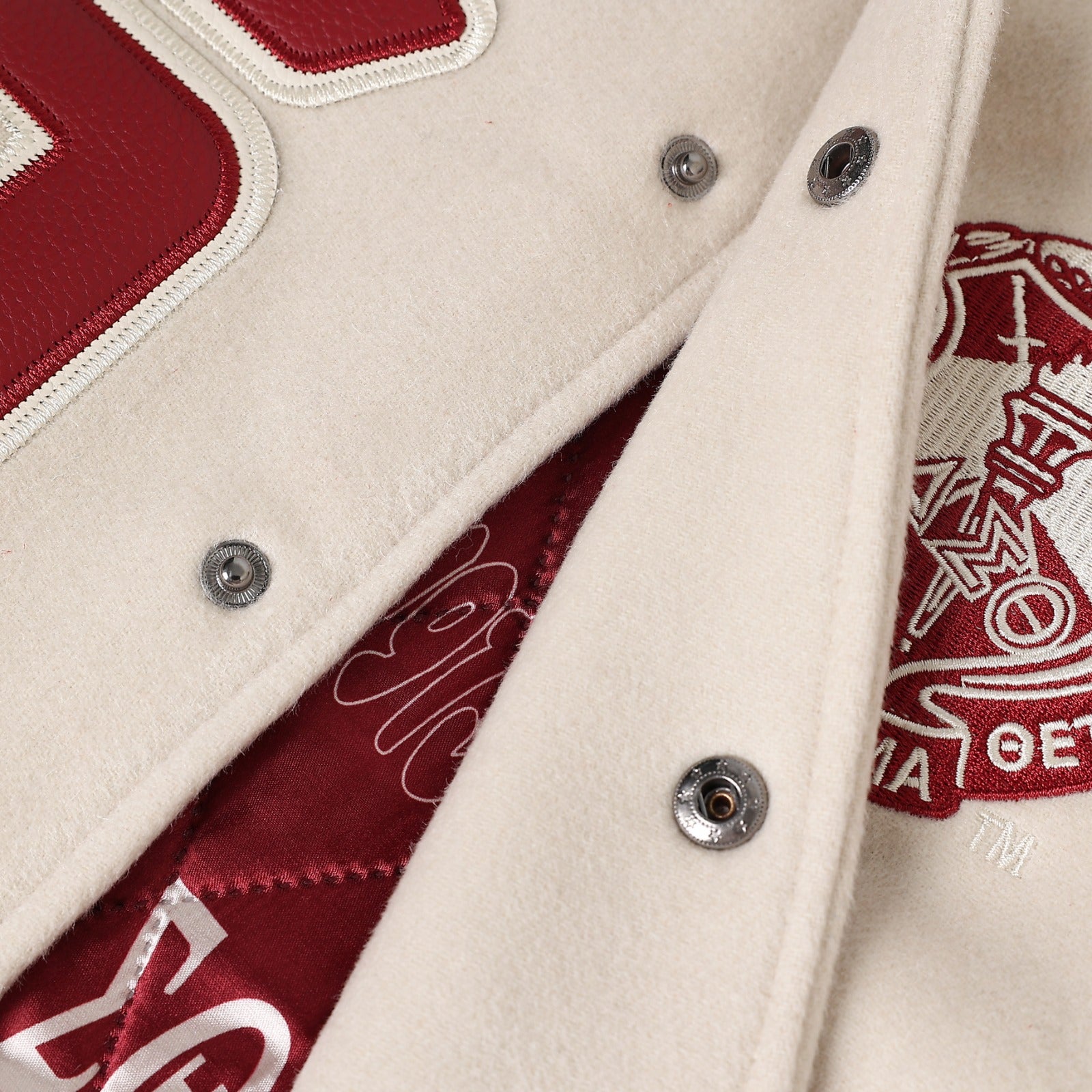 Delta Sigma Theta Neutral Wool And Leather Letterman Jacket
