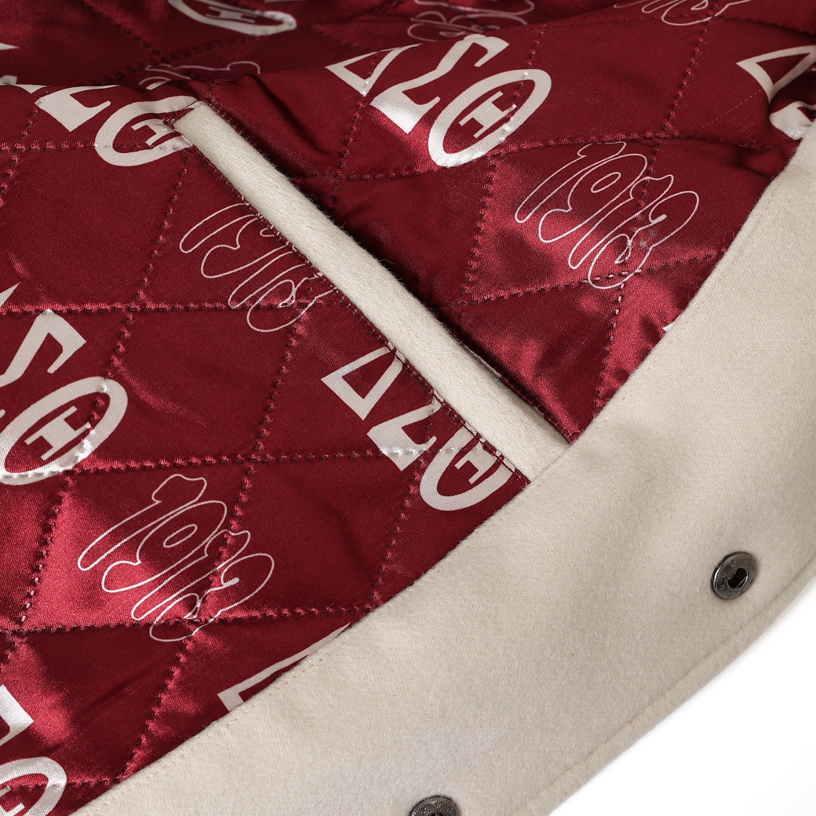Delta Sigma Theta Neutral Wool And Leather Letterman Jacket