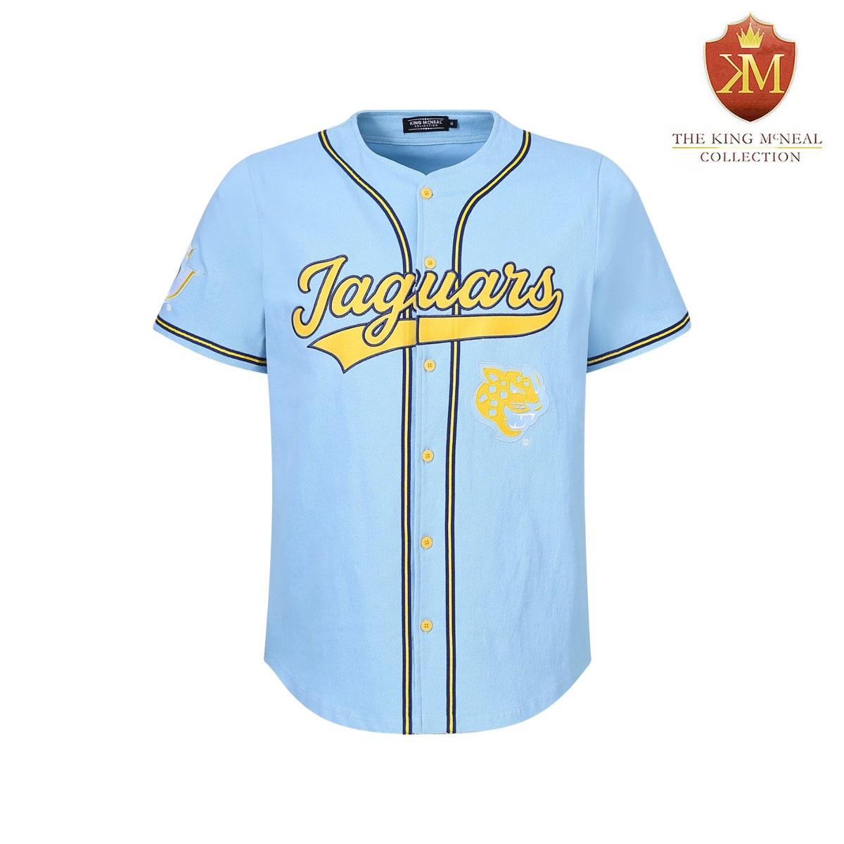 Southern Jaguars Columbia Blue Button Up Baseball Jersey (Unisex)