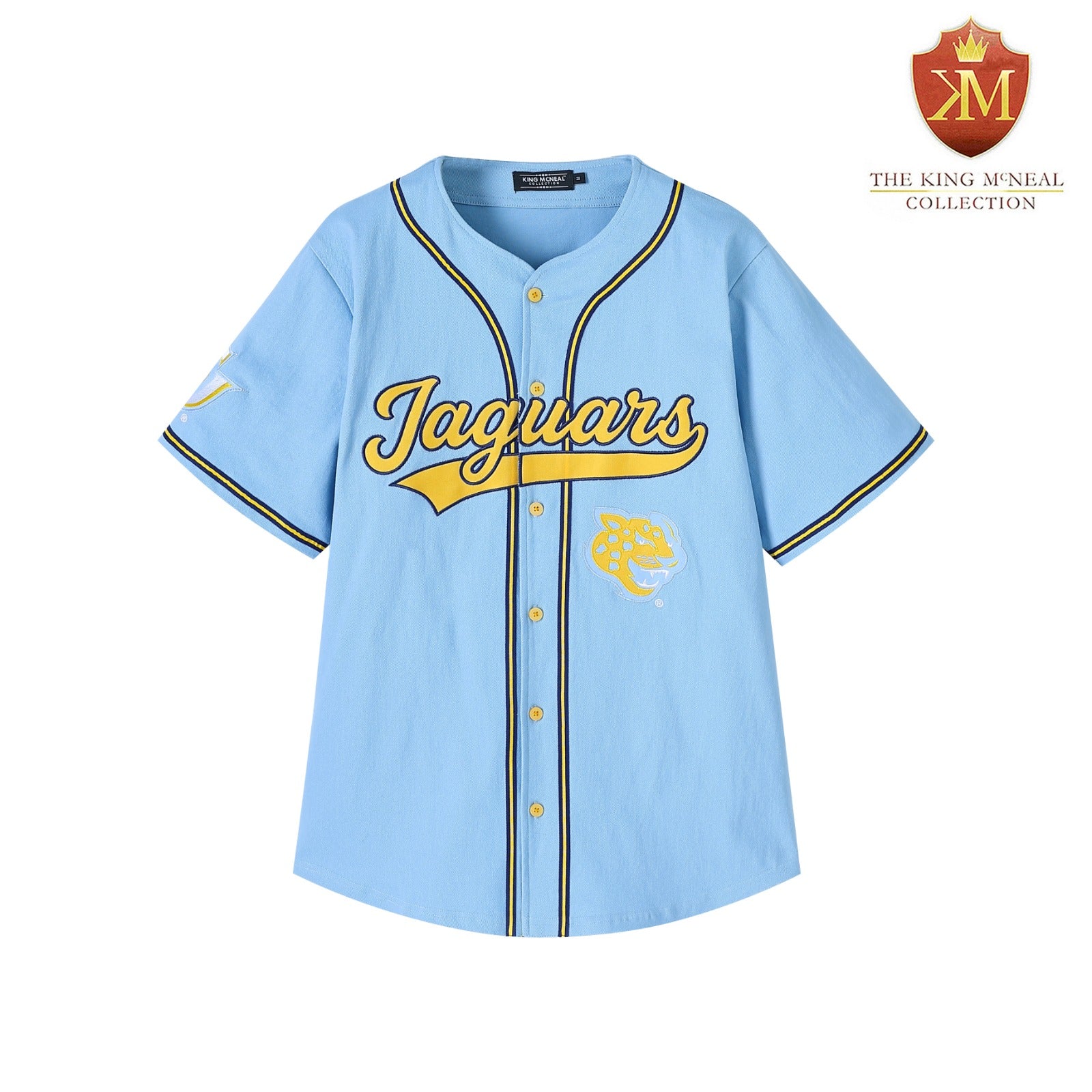 Southern Jaguars Columbia Blue Button Up Baseball Jersey (Unisex)