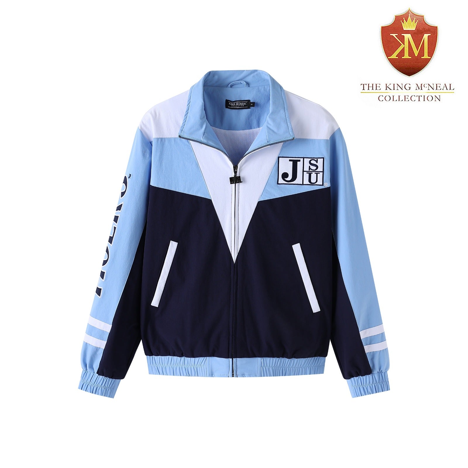 Jackson State Navy Full Zip Windbreaker Tech (Unisex)