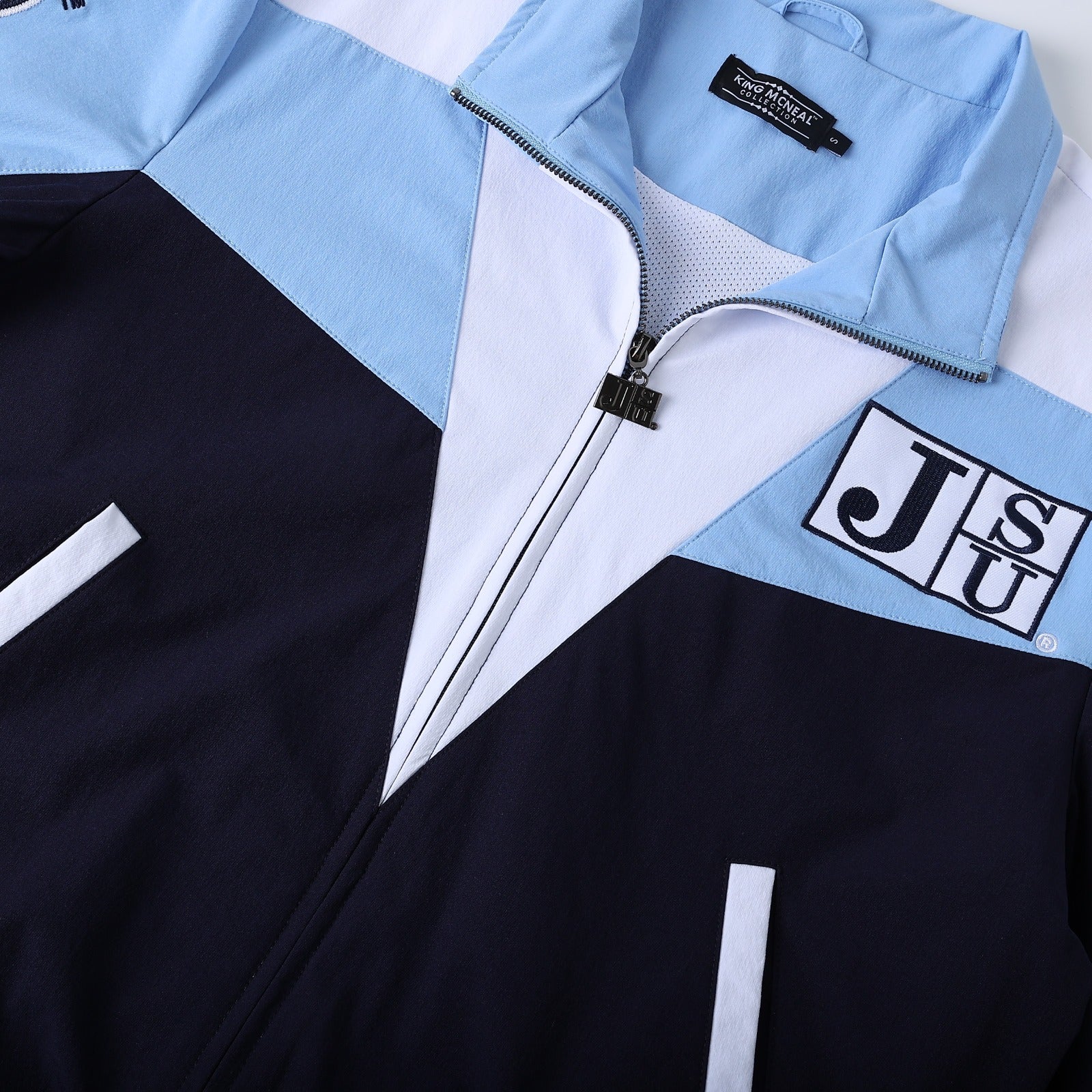 Jackson State Navy Full Zip Windbreaker Tech (Unisex)