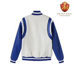 Zeta Phi Beta White Wool And Leather Letterman Jacket (Unisex)