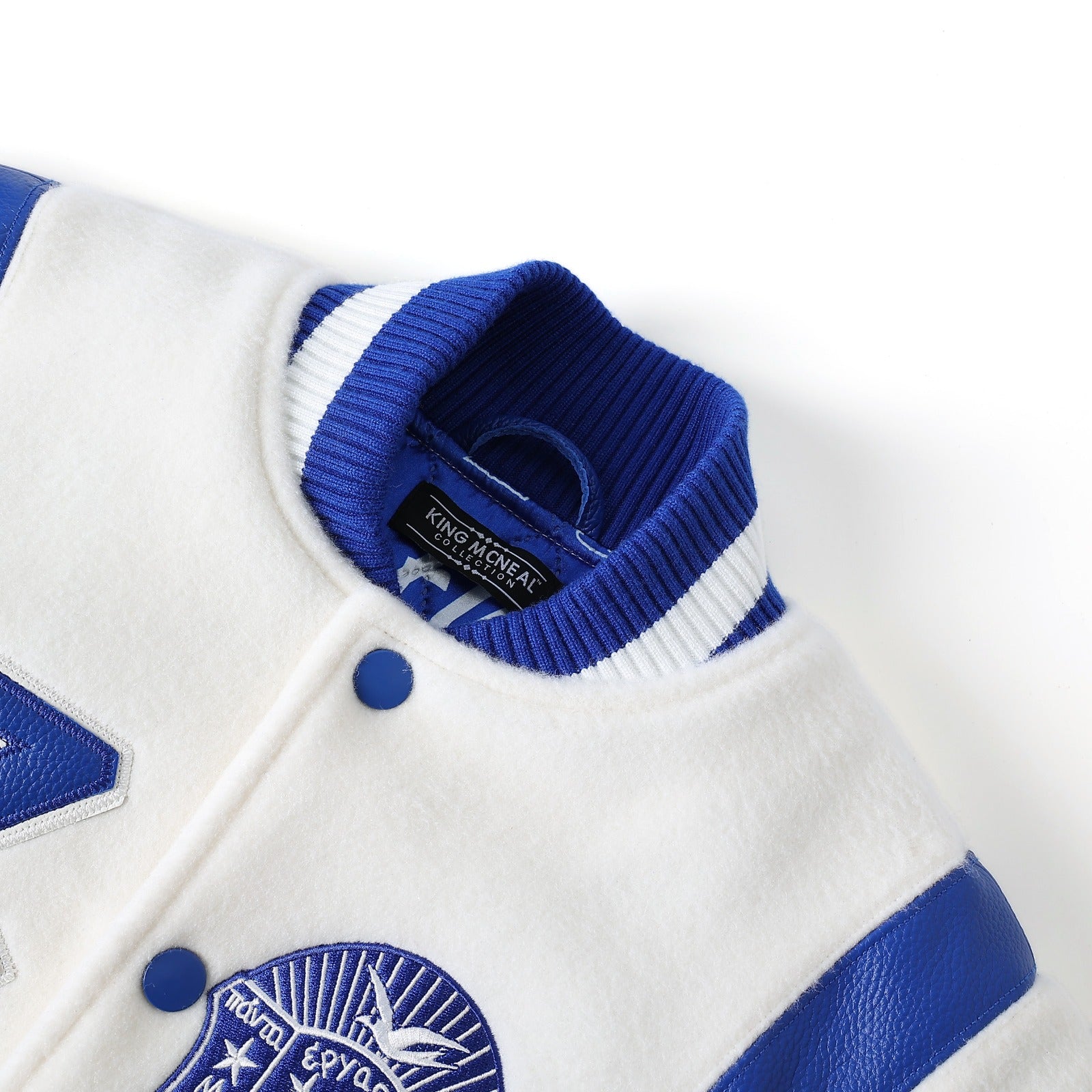 Zeta Phi Beta White Wool And Leather Letterman Jacket (Unisex)