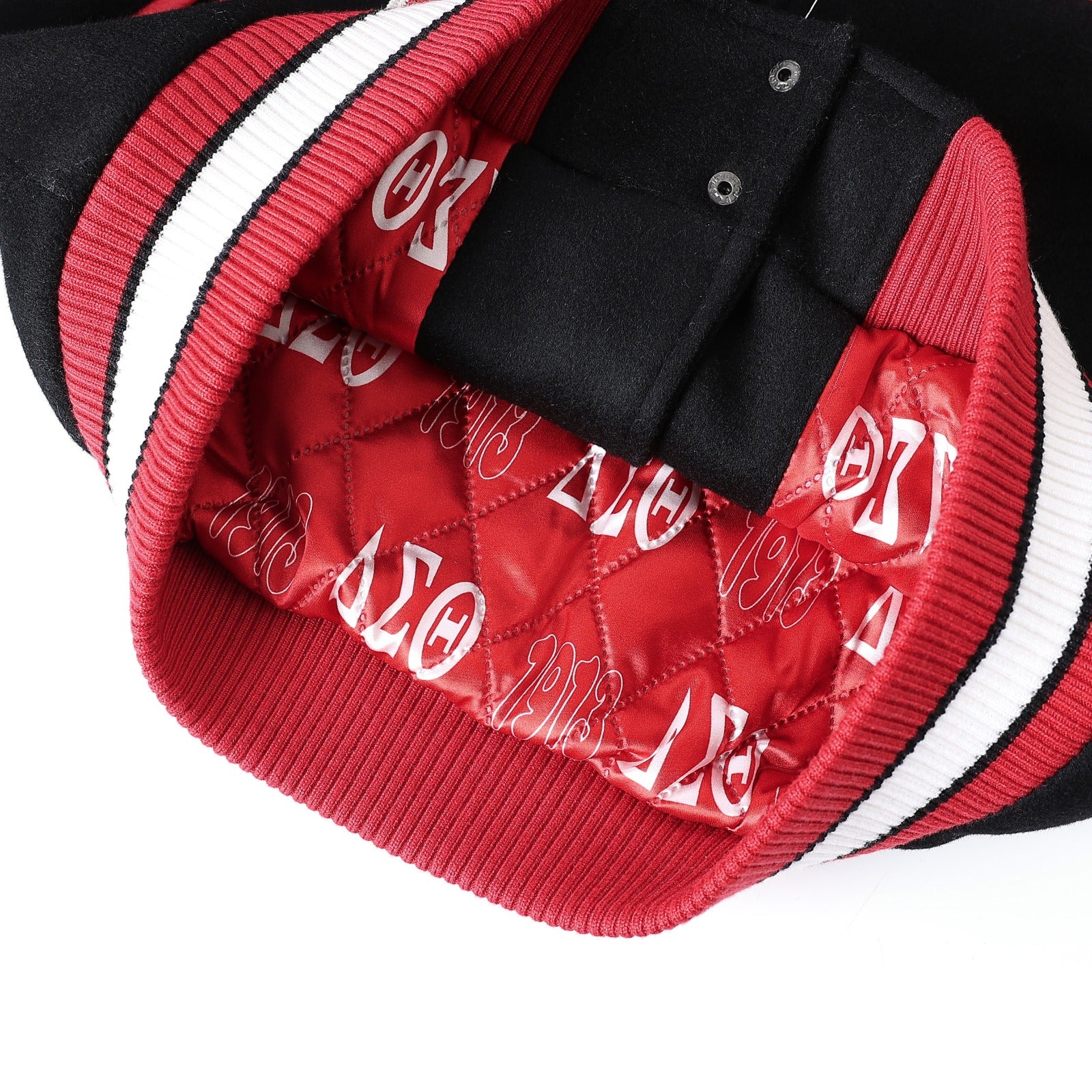 Delta Sigma Theta Black Wool And Leather Letterman Jacket (Unisex)