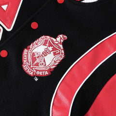 Delta Sigma Theta Black Wool And Leather Letterman Jacket (Unisex)