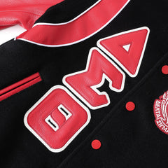 Delta Sigma Theta Black Wool And Leather Letterman Jacket (Unisex)