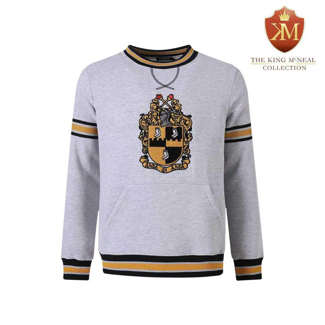 Alpha Grey Crest Chenille Crewneck