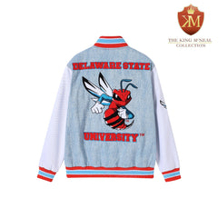 Delaware State Denim Bomber Jacket