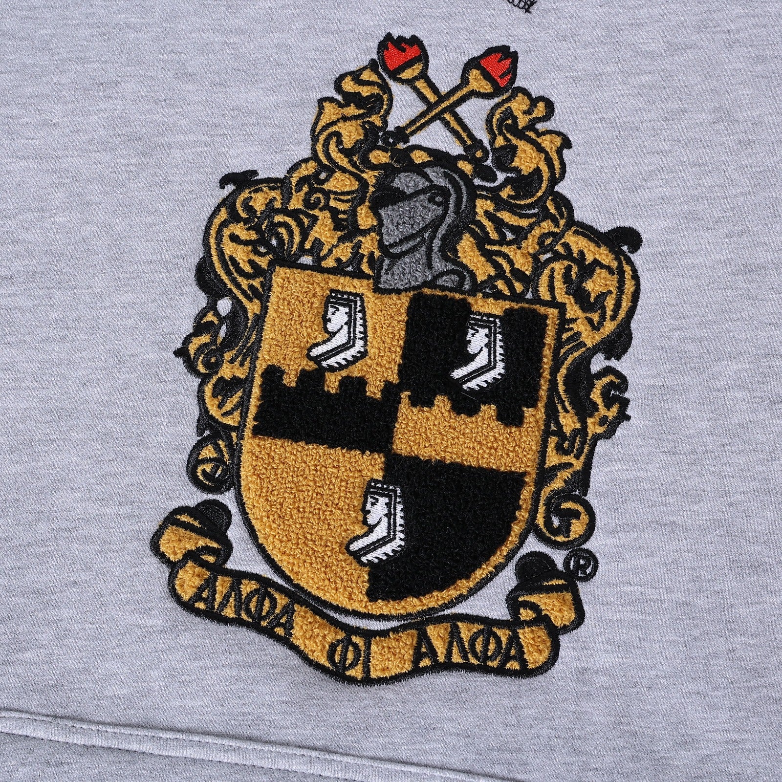 Alpha Grey Crest Chenille Crewneck