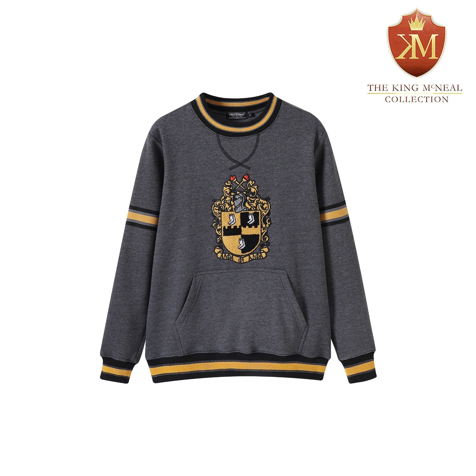 Alpha Charcoal Grey Crest Chenille Crewneck