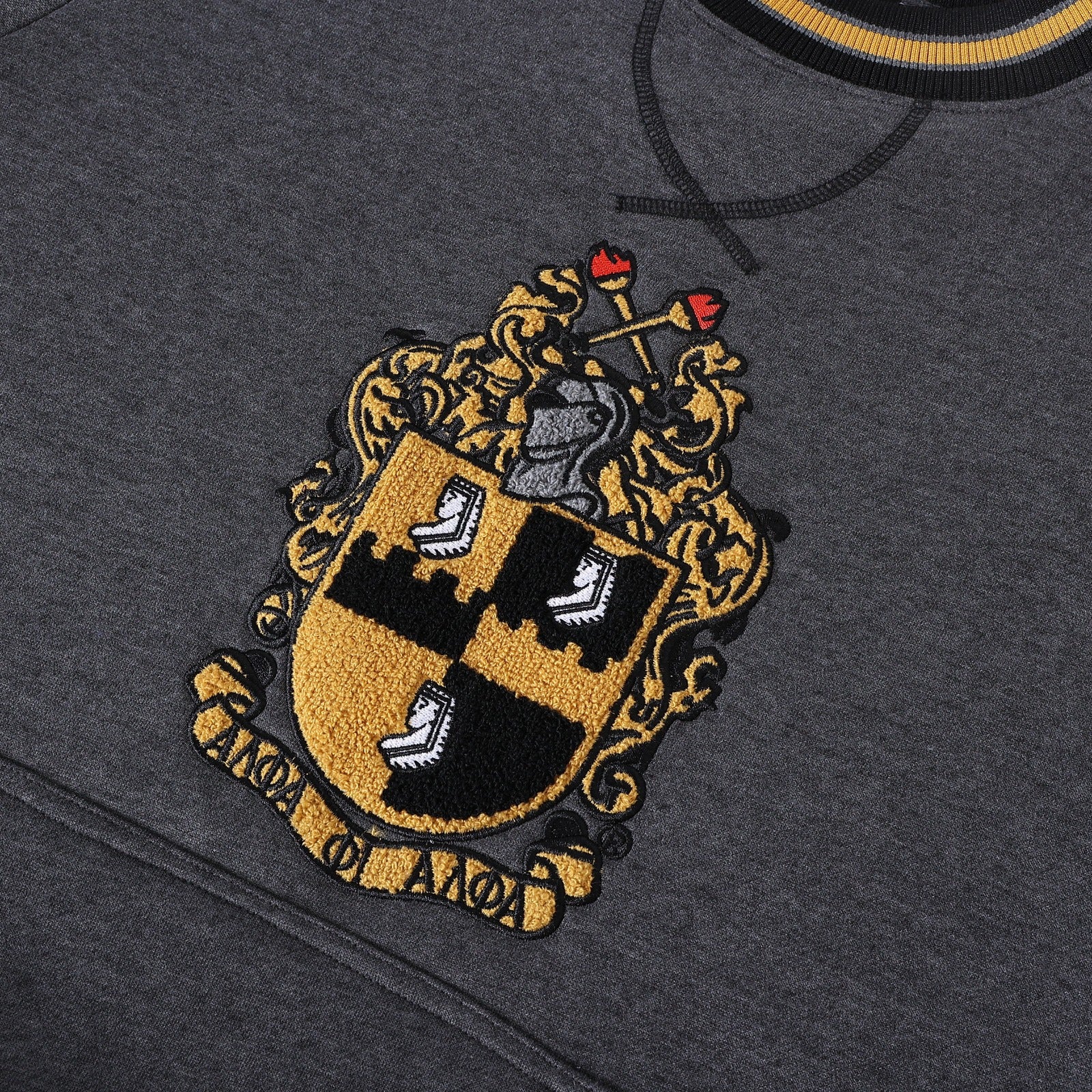 Alpha Charcoal Grey Crest Chenille Crewneck