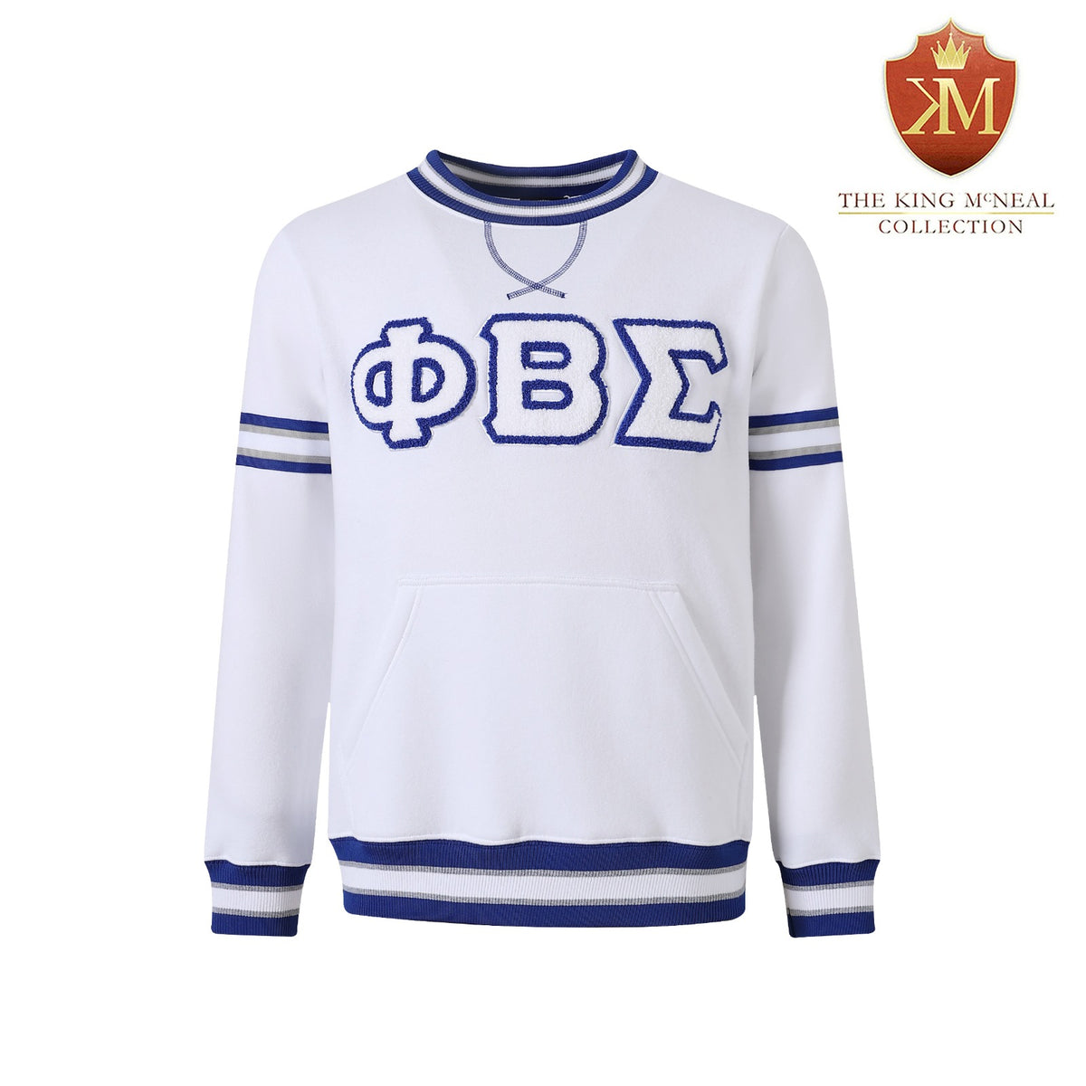PBS White Stripe Letter Chenille Crewneck