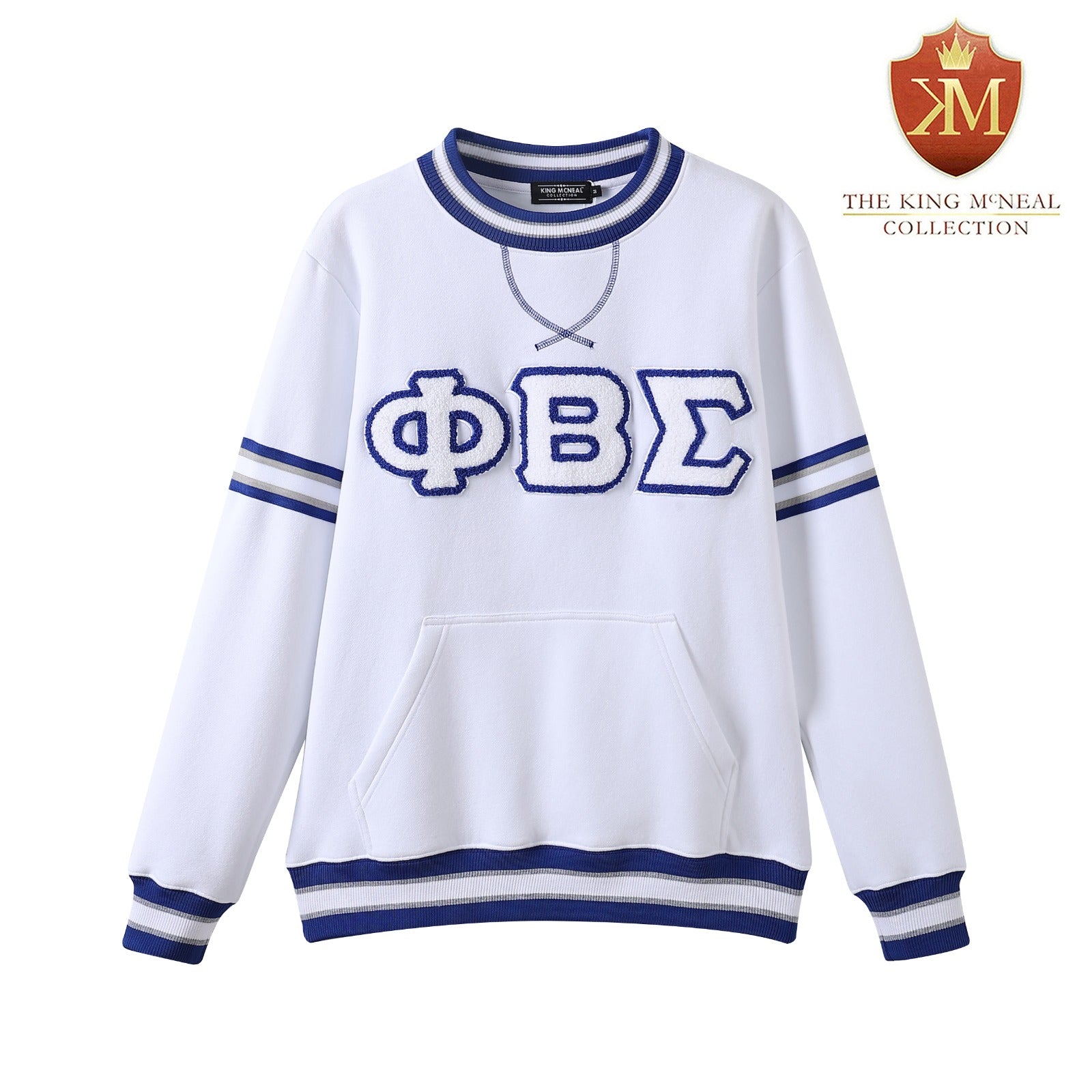 PBS White Stripe Letter Chenille Crewneck