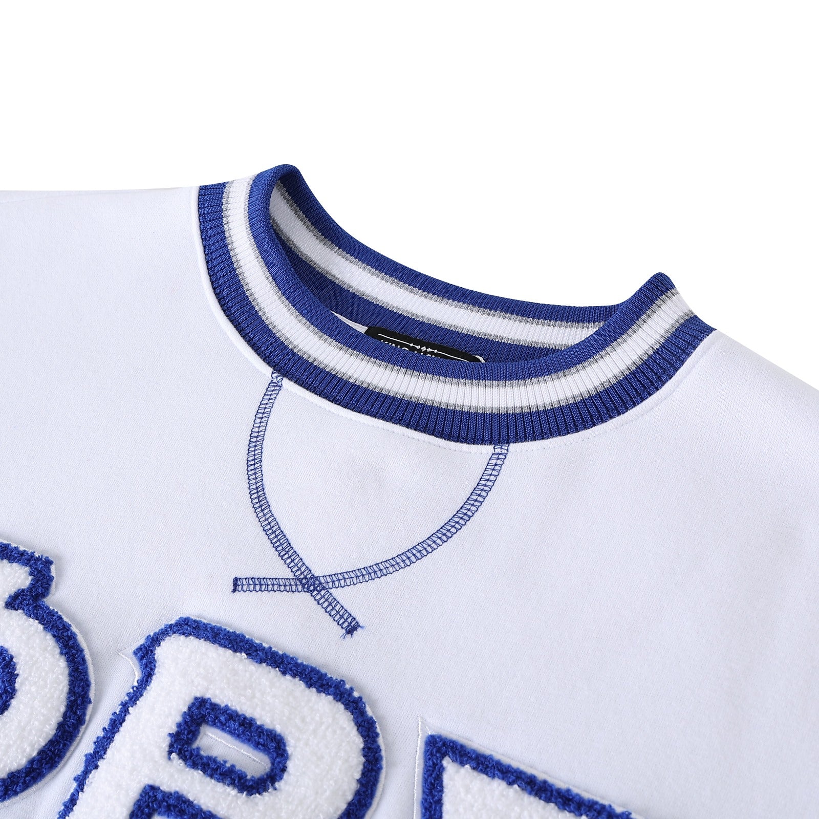 PBS White Stripe Letter Chenille Crewneck