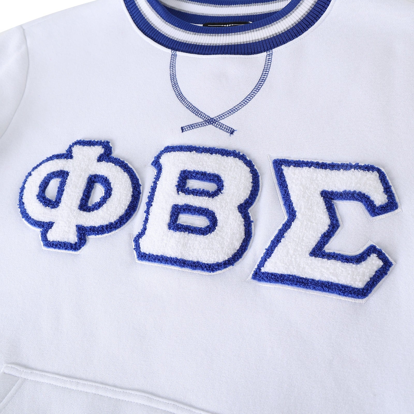 PBS White Stripe Letter Chenille Crewneck