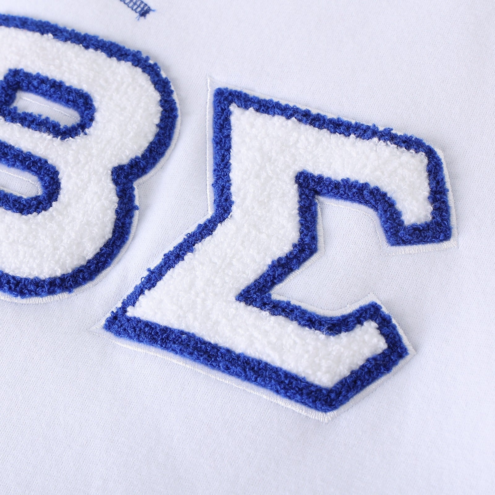 PBS White Stripe Letter Chenille Crewneck