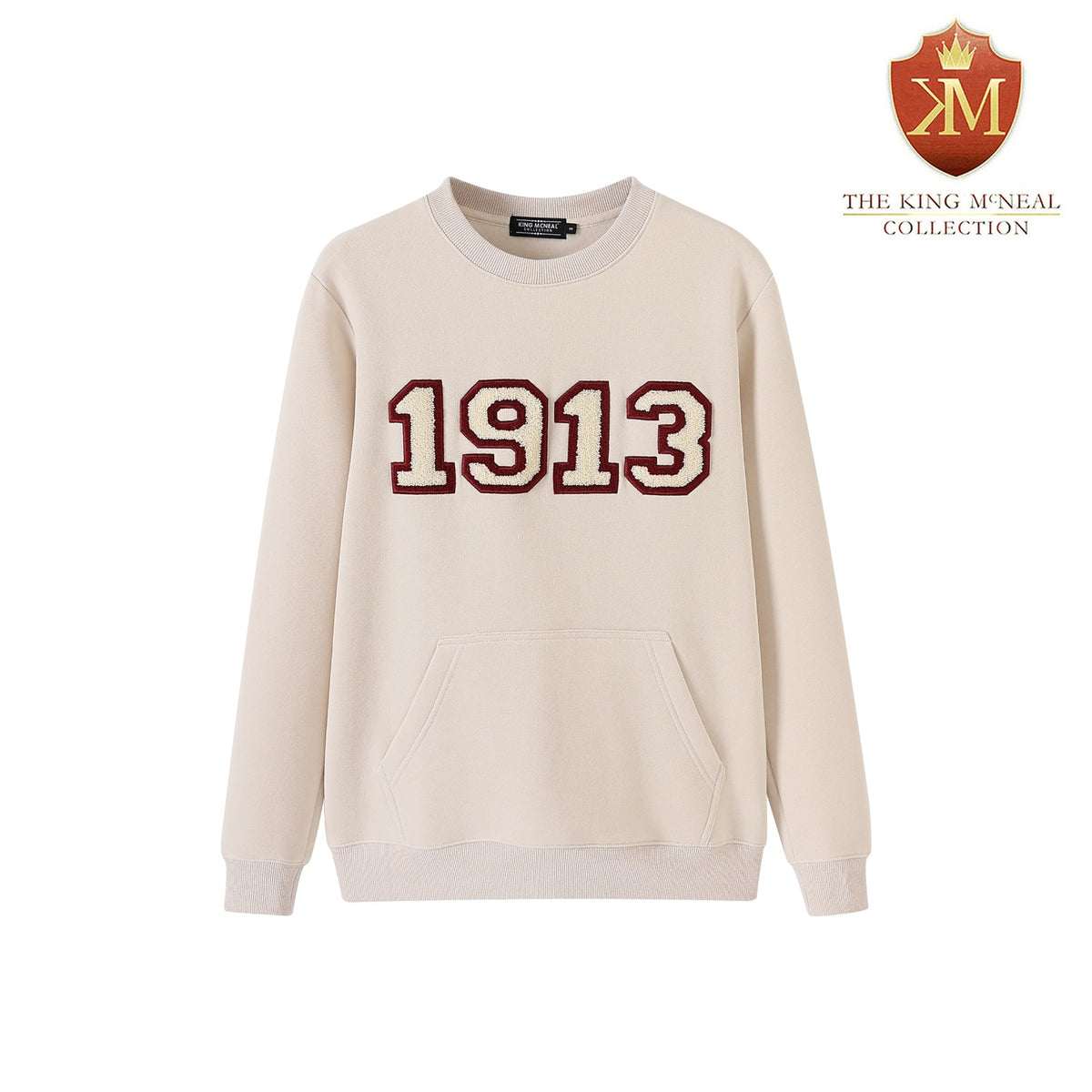 DST 1913 Crimson & Cream Crest Pocket Chenille Crewneck