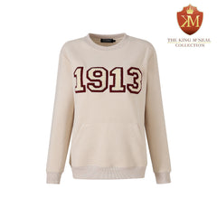 DST 1913 Crimson & Cream Crest Pocket Chenille Crewneck