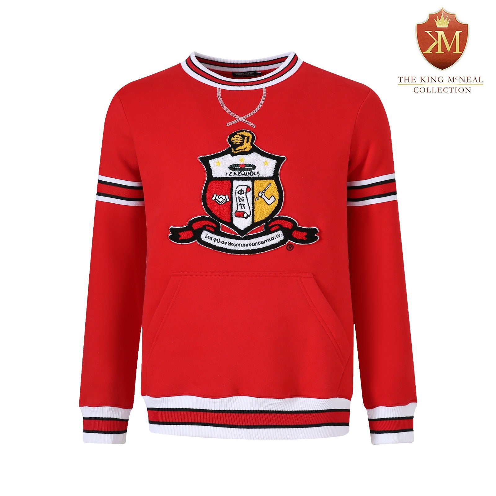 Kappa Red Crest Stripe Chenille Crewneck