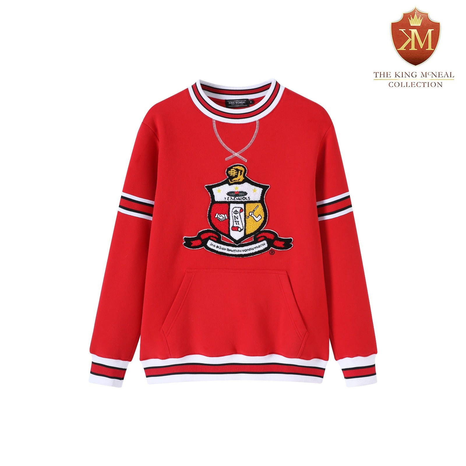 Kappa Red Crest Stripe Chenille Crewneck