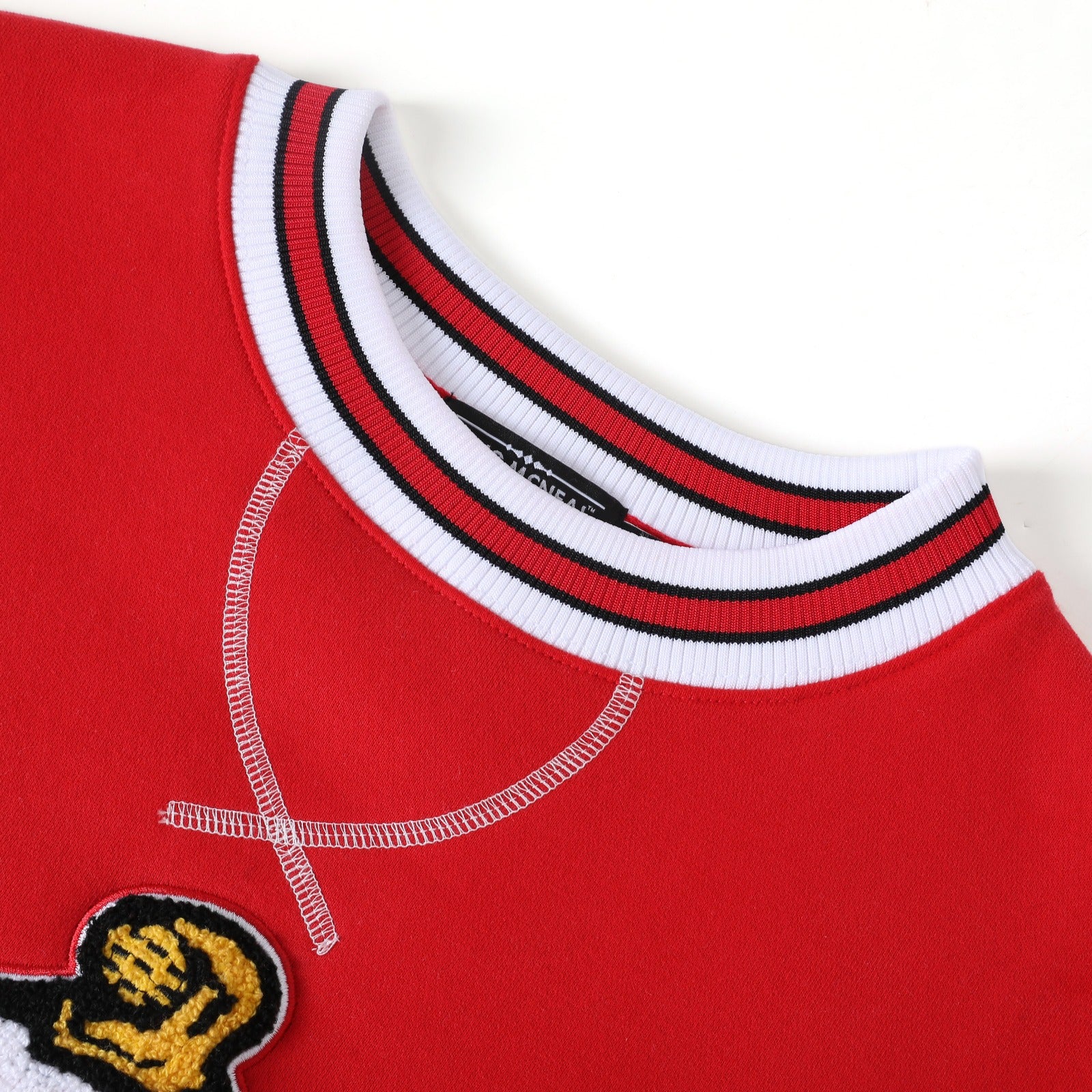 Kappa Red Crest Stripe Chenille Crewneck