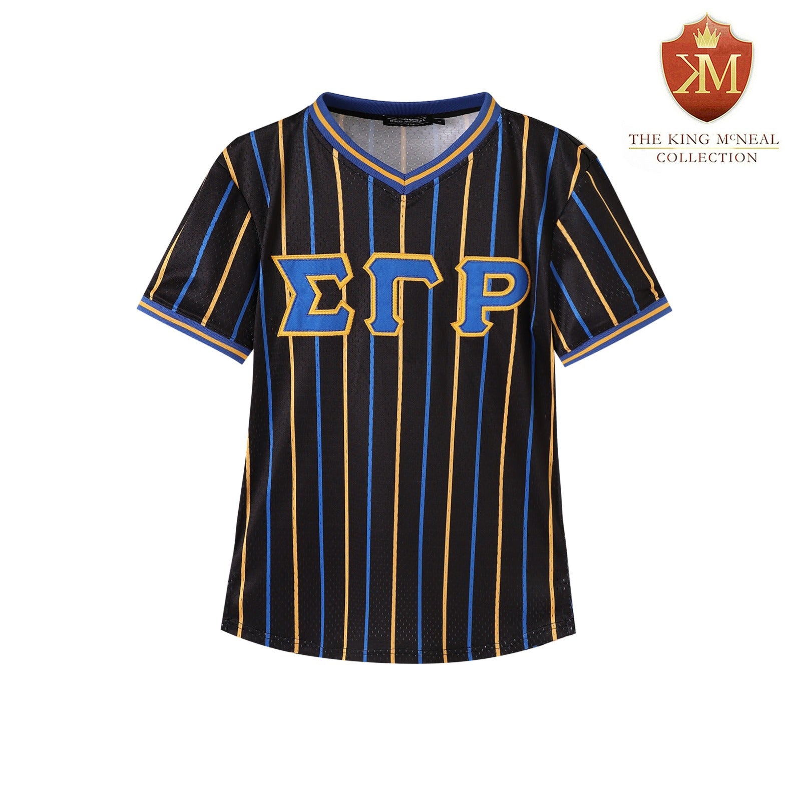 SGRho Black Pinstripe Baseball Jersey