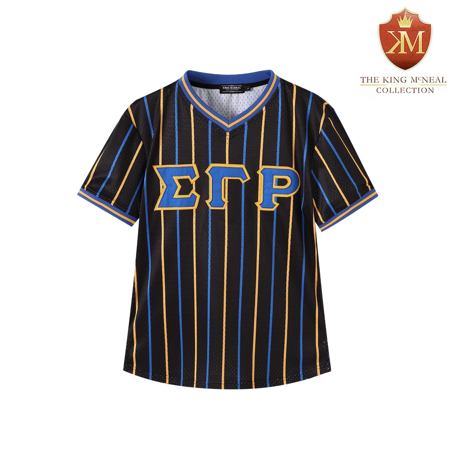 SGRho Black Pinstripe Baseball Jersey