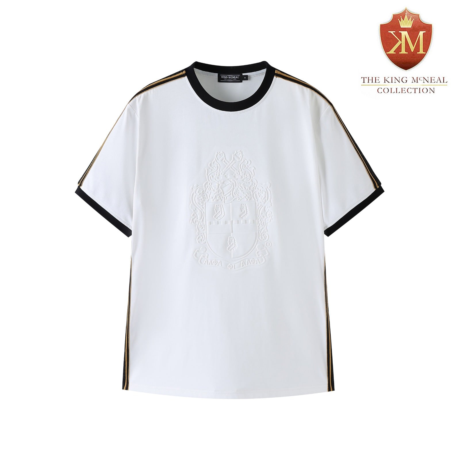 Alpha White Tapered Embossed Premium Crest Shirt