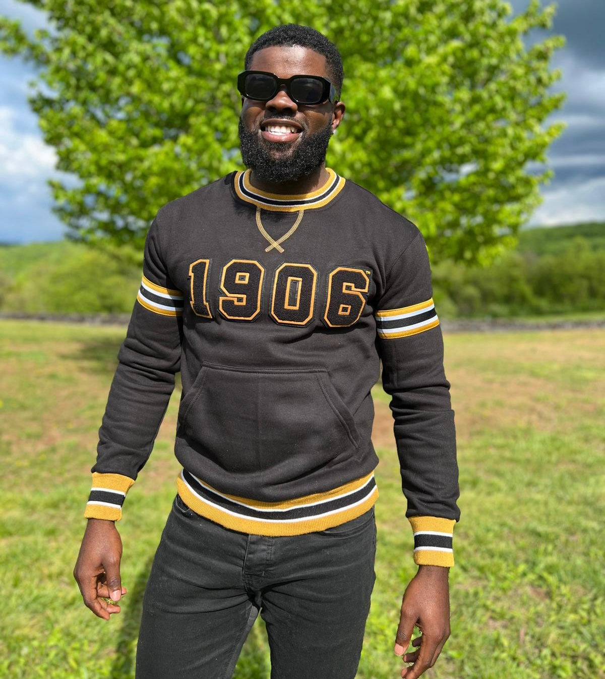 Alpha 1906 Black Chenille Crewneck