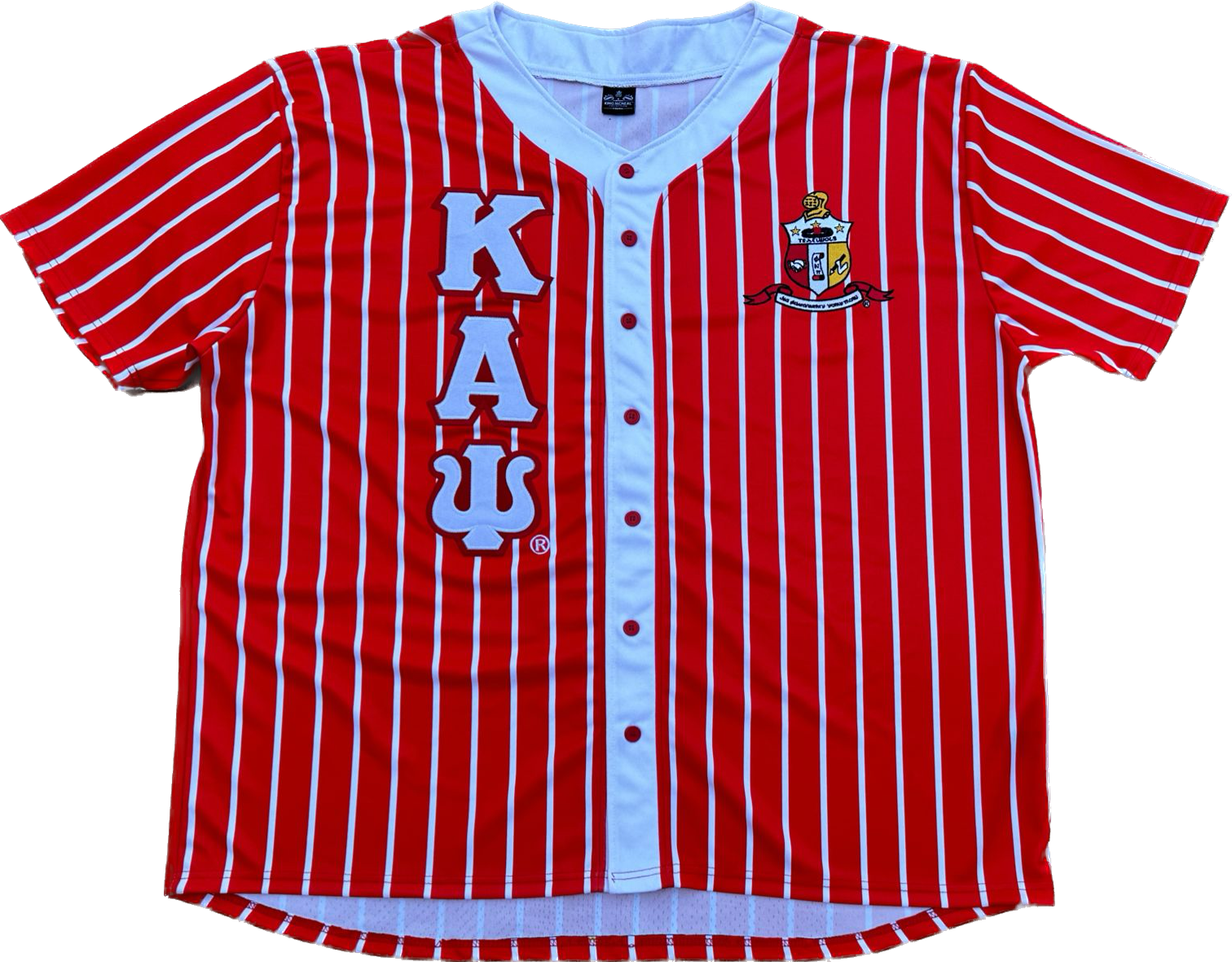 Kappa Red Pinstripe Button Up Baseball Jersey