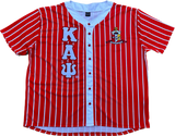 Kappa Red Pinstripe Button Up Baseball Jersey