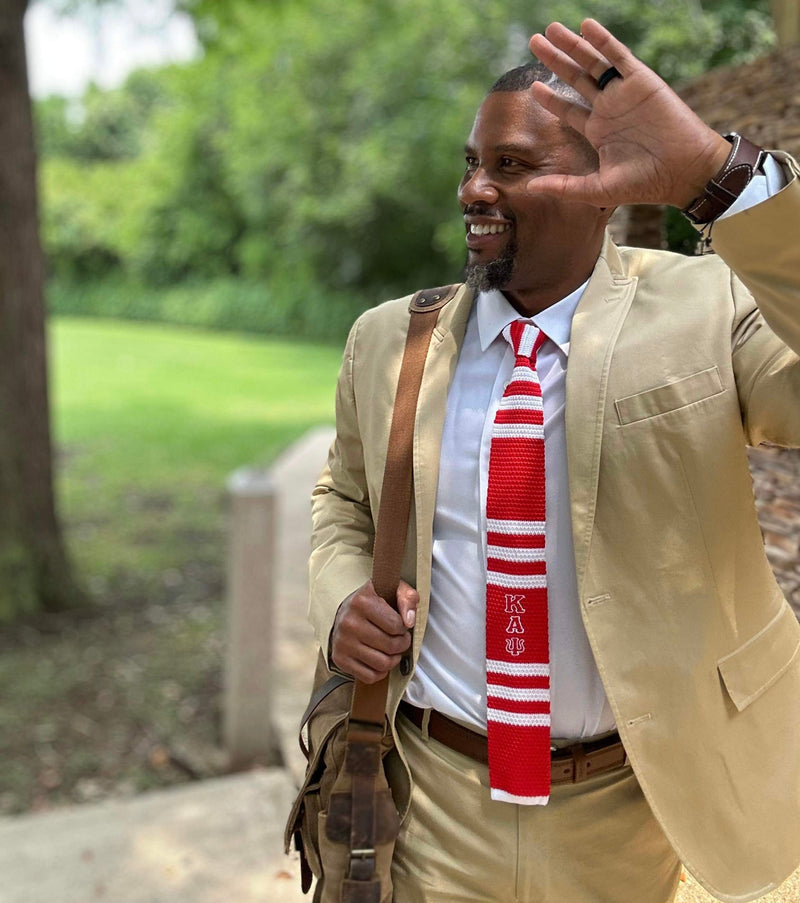 Red And White (Kappa Inspired) Knit Tie