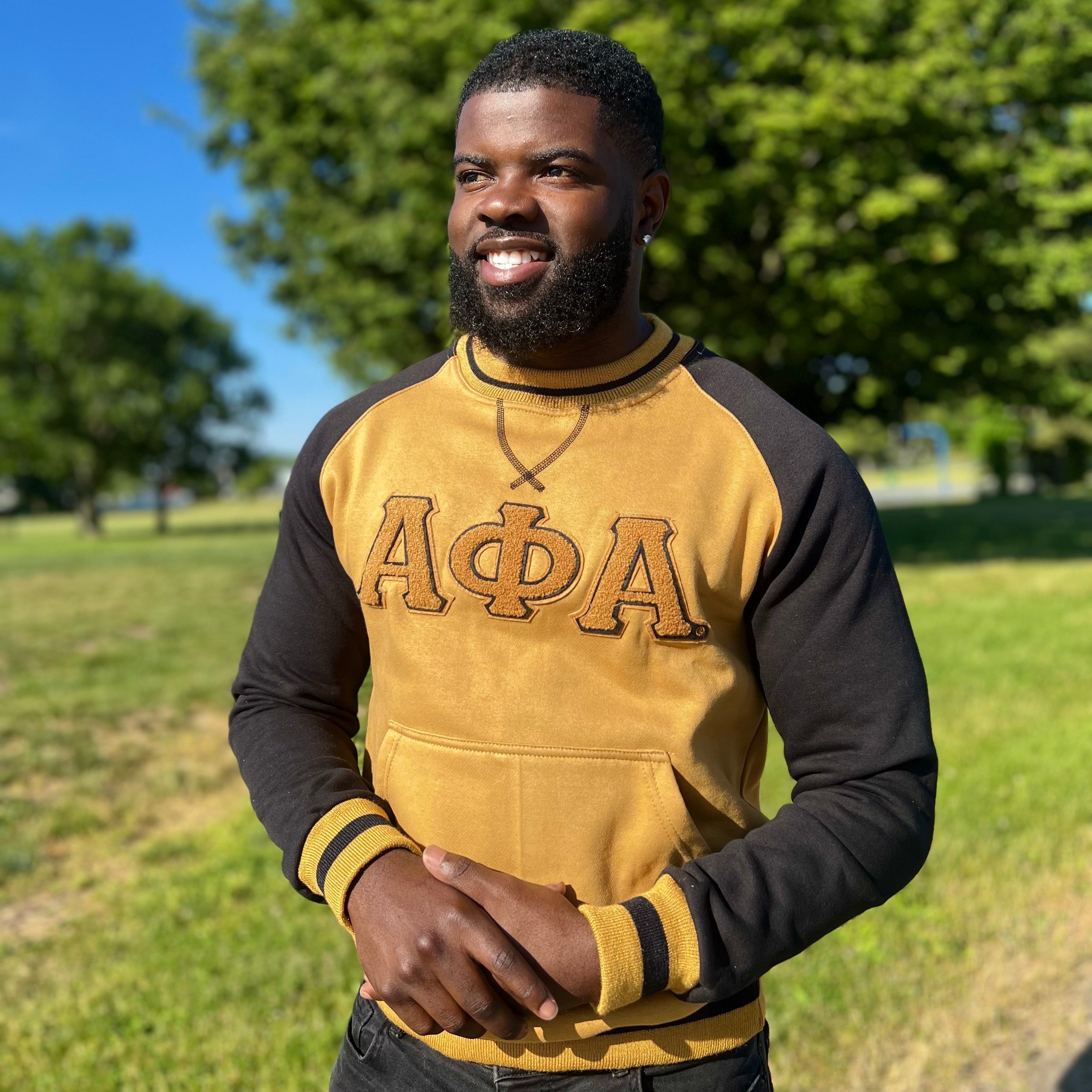 Alpha Black Gold Chenille Crewneck