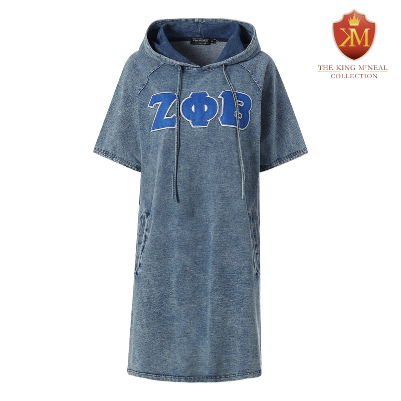 Zeta Denim Hoodie Dress With Pockets