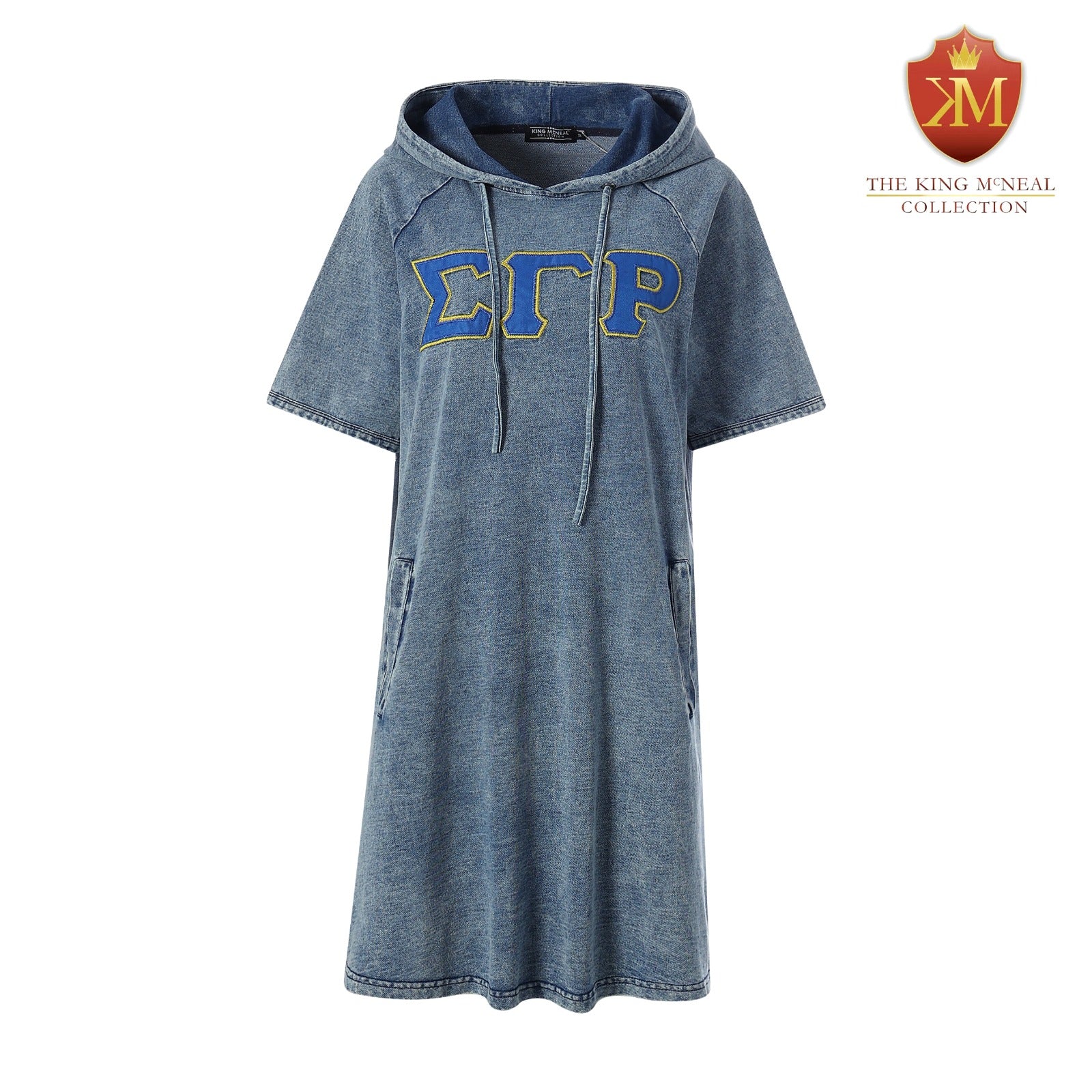 SGRho Denim Hoodie Dress With Pockets