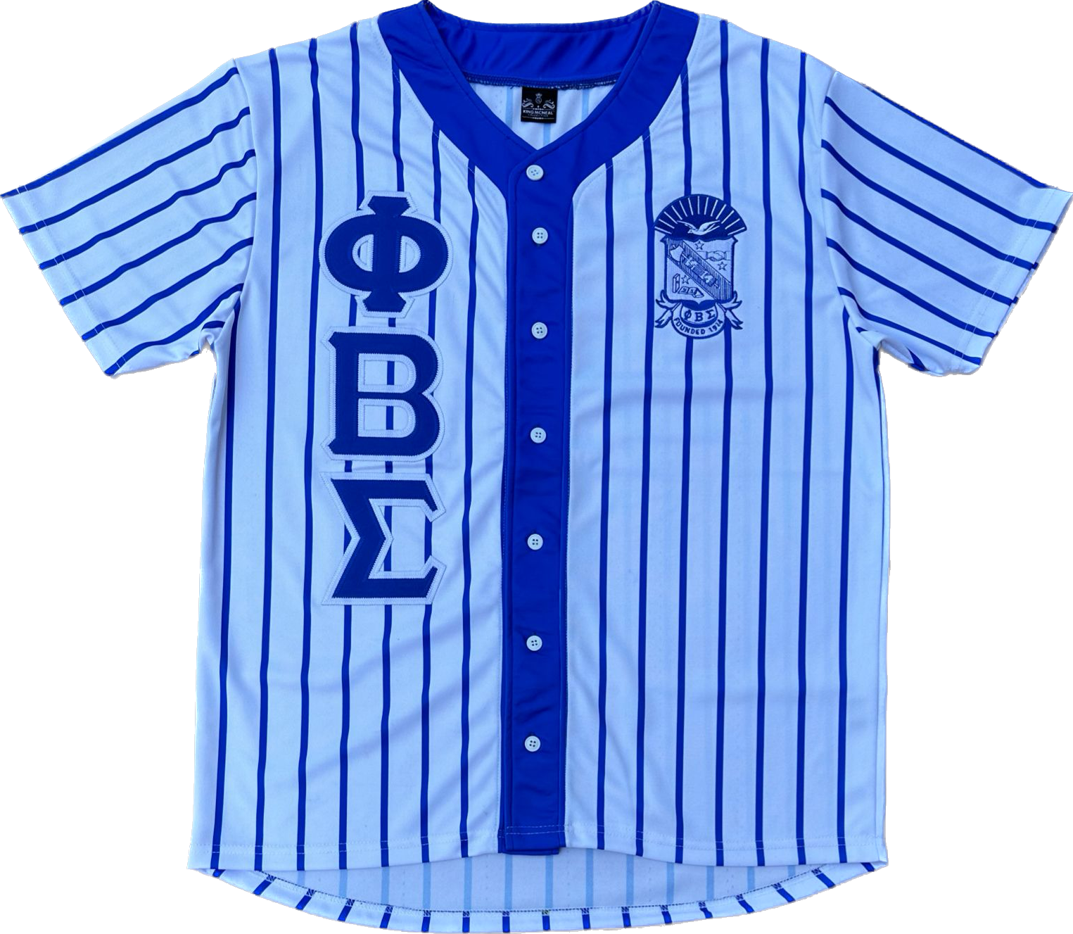 Sigma White Pinstripe Button Up Baseball Jersey