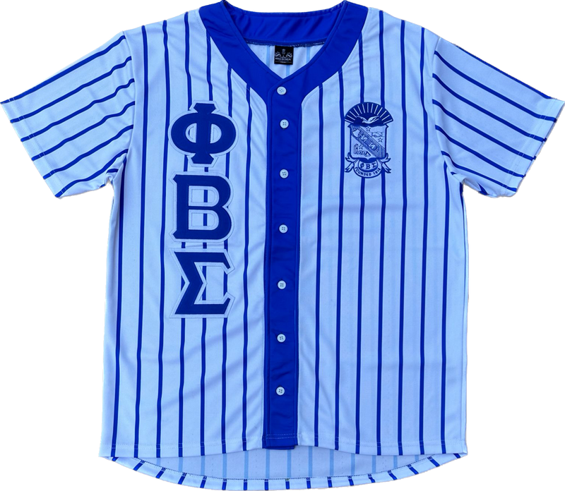 Sigma White Pinstripe Button Up Baseball Jersey