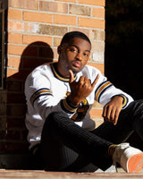 Alpha White Crest Chenille Crewneck