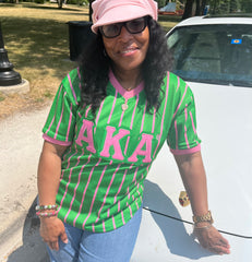 AKA Green Pinstripe Baseball Jersey
